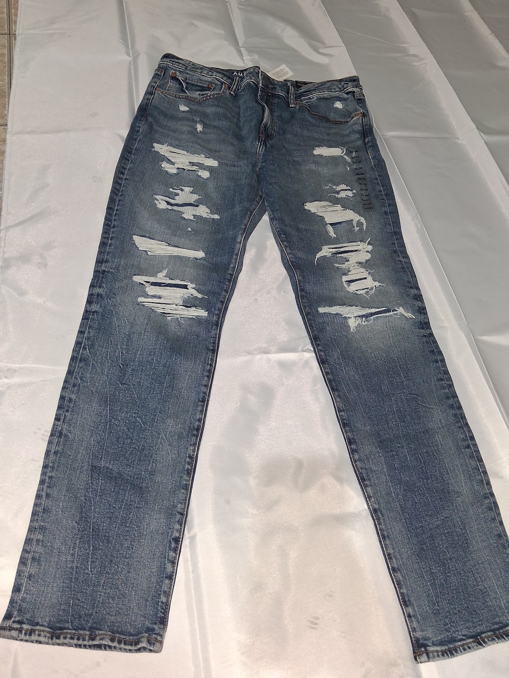 American Eagle Outfitters Distressed Blue Straight Leg Jeans